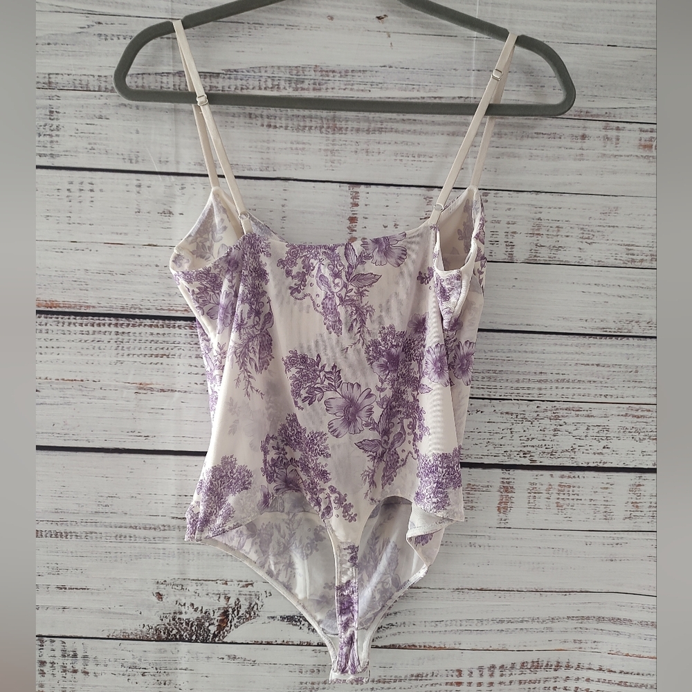 Free People Night Rhythm Floral Corset Bodysuit Ivory Combo Large NWT - Picture 6 of 6